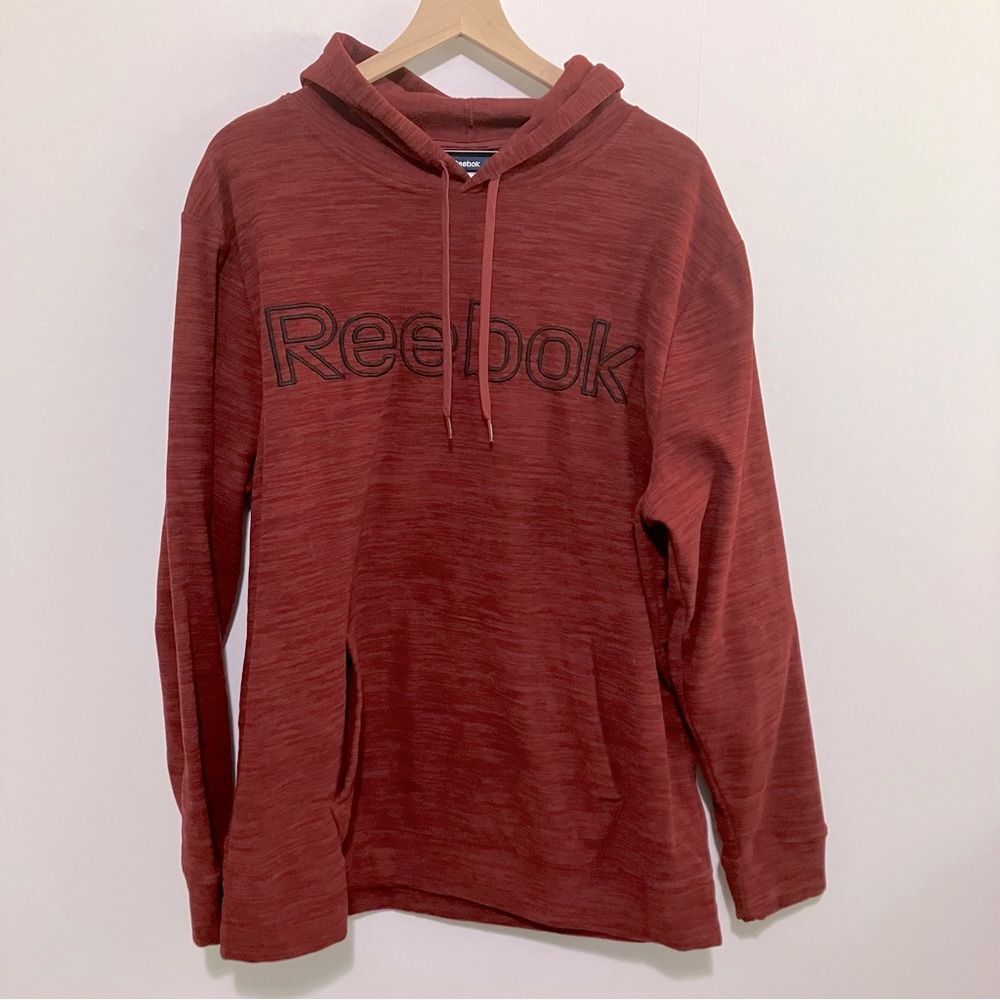 Reebok Hoodie Men Size XL Cabernet Melange Logo Polar Fleece